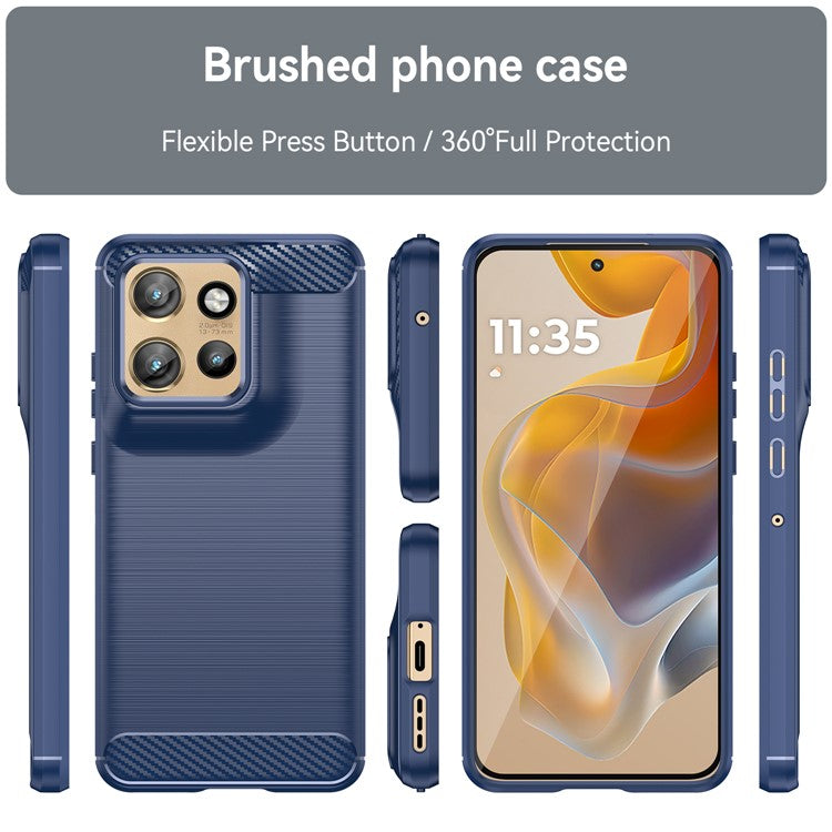 For Motorola Edge 50 Neo 5G / Moto S50 5G / ThinkPhone 25 5G Case Carbon Fiber Texture Brushed Phone Back Cover - Blue