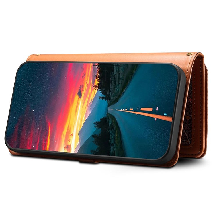 ESEBLE Galaxy Series For Motorola Moto G15 4G Case Leather Zipper Phone Cover RFID Blocking - Brown