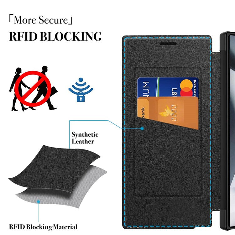 For Samsung Galaxy S24+ Case Magnetic Closure Card Slot Leather Flip Phone Cover - Orange