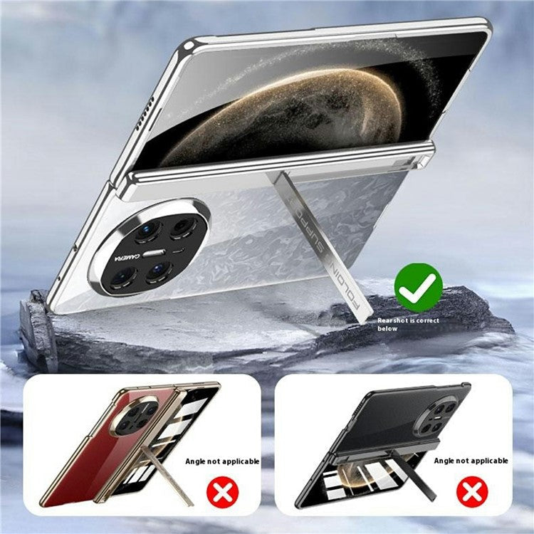 GKK For Huawei Mate X6 Case Ultra Clear Magnetic Hinge PC + Tempered Glass Phone Cover - Silver
