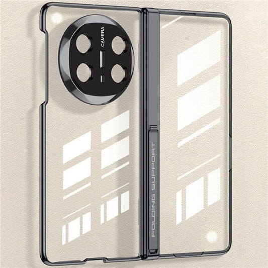 GKK For Huawei Mate X6 Case Ultra Clear Magnetic Hinge PC + Tempered Glass Phone Cover - Black