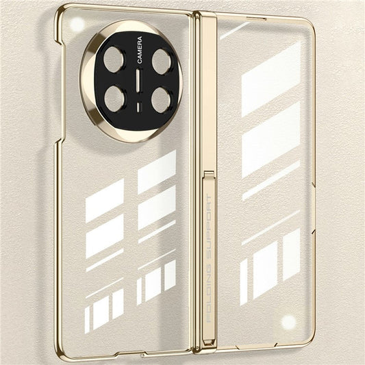 GKK For Huawei Mate X6 Case Ultra Clear Magnetic Hinge PC + Tempered Glass Phone Cover - Champagne Gold