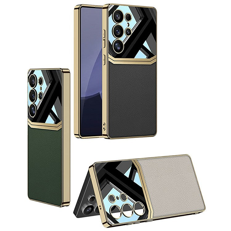 GKK For Samsung Galaxy S25 Ultra Case Electroplated TPU PC PU Phone Back Cover - Titanium Grey