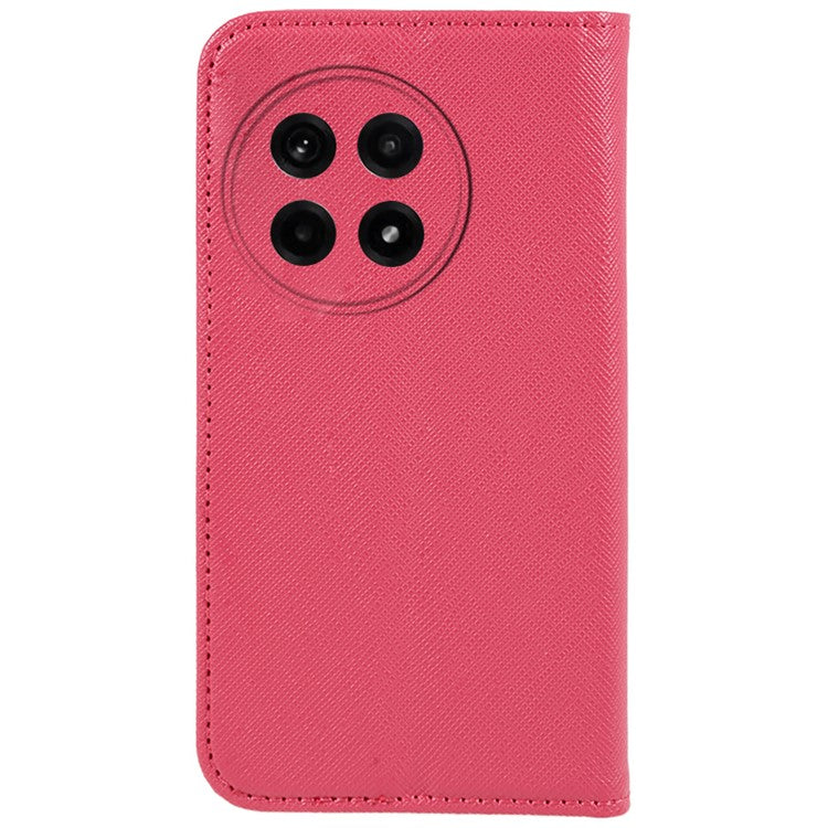 For OnePlus Ace 5 5G / Ace 5 Pro 5G Case Cross Texture Leather Phone Cover Hidden Magnetic - Pink