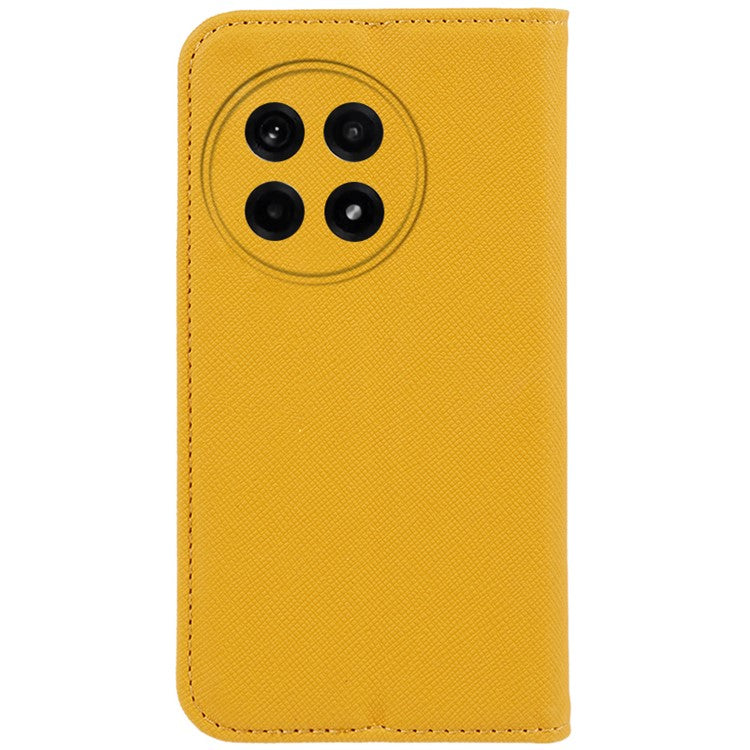 For OnePlus Ace 5 5G / Ace 5 Pro 5G Case Cross Texture Leather Phone Cover Hidden Magnetic - Yellow