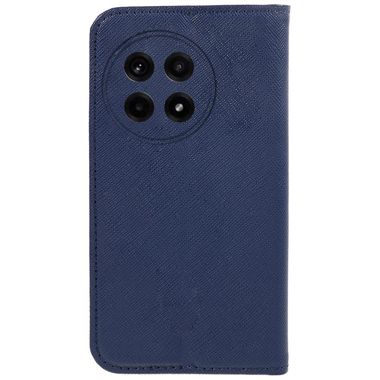 For OnePlus Ace 5 5G / Ace 5 Pro 5G Case Cross Texture Leather Phone Cover Hidden Magnetic - Dark Blue