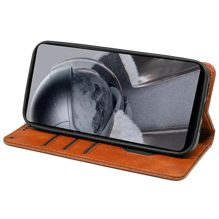 For OnePlus Ace 5 5G / Ace 5 Pro 5G Case Hidden Magnetic Closure Calf Texture Leather Phone Cover - Yellow