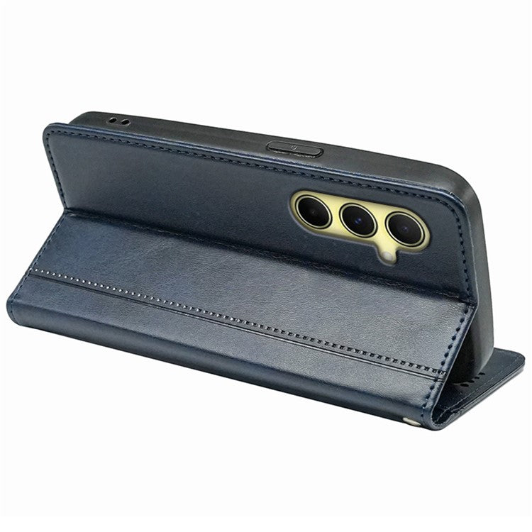 For OnePlus Ace 5 5G / Ace 5 Pro 5G Case Hidden Magnetic Closure Calf Texture Leather Phone Cover - Blue