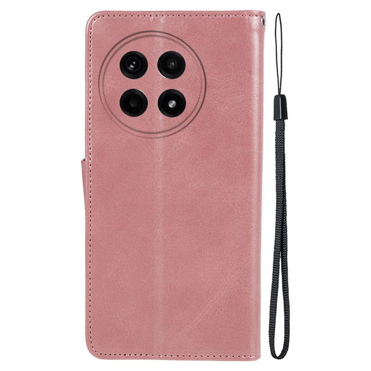 For OnePlus Ace 5 5G / Ace 5 Pro 5G Case PU Leather Wallet Protective Phone Cover Calf Texture - Rose Gold