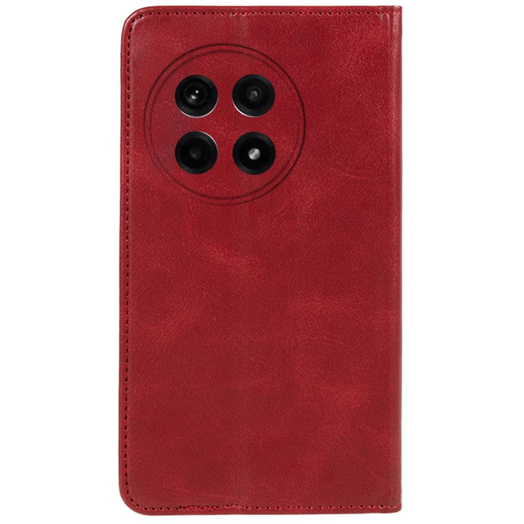 For OnePlus Ace 5 5G / Ace 5 Pro 5G Case Strong Magnetic PU Leather Phone Cover Calf Texture - Red