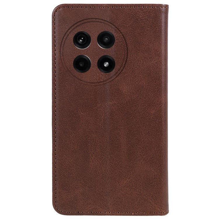 For OnePlus Ace 5 5G / Ace 5 Pro 5G Case Strong Magnetic PU Leather Phone Cover Calf Texture - Brown