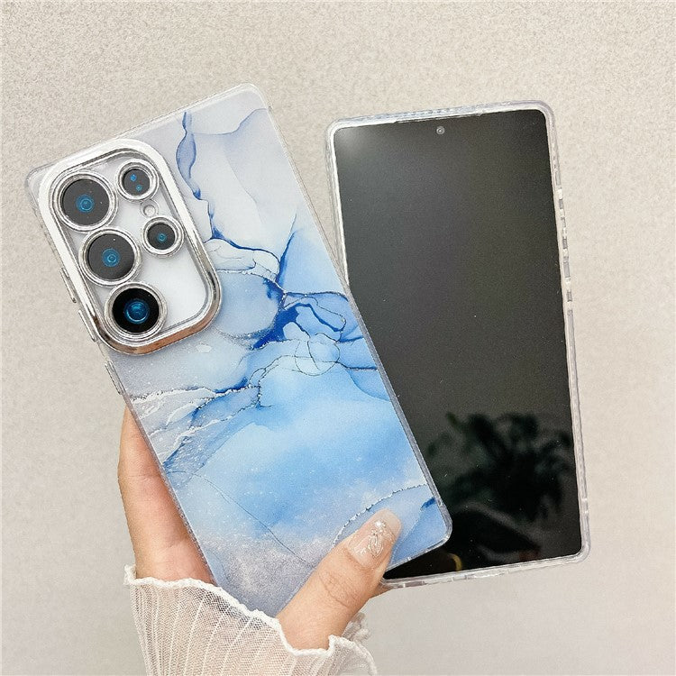 For Samsung Galaxy S24 Ultra Case IMD Marble Pattern Electroplated Protective Phone Cover - M10