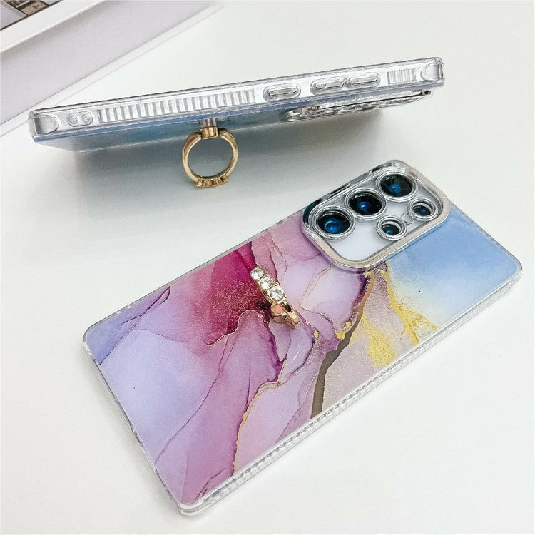 For Samsung Galaxy S25 Ultra Case with Kickstand IMD Marble Pattern Electroplated Phone Cover - M9