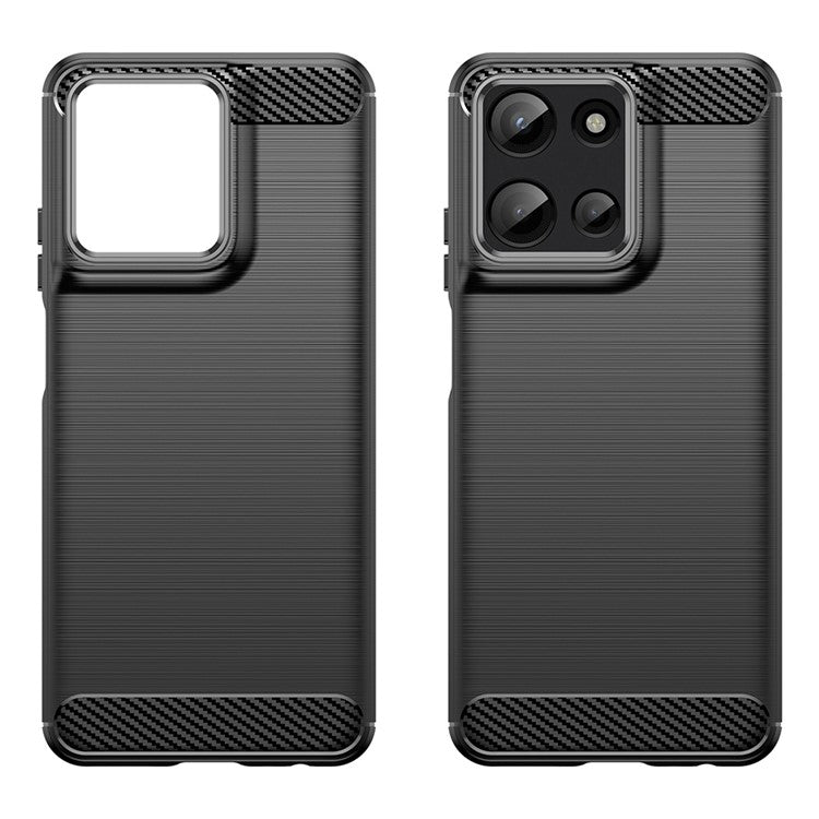 For Motorola Moto G Play (2025) 4G / G 5G (2025) Case Carbon Fiber Texture Brushed Phone Back Cover - Black