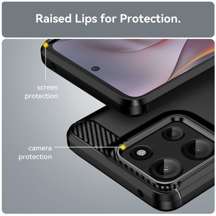 For Motorola Moto G Play (2025) 4G / G 5G (2025) Case Carbon Fiber Texture Brushed Phone Back Cover - Black