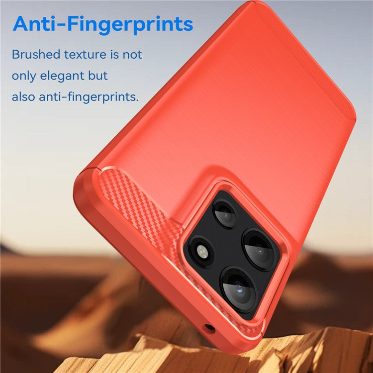 For Motorola Moto G Play (2025) 4G / G 5G (2025) Case Carbon Fiber Texture Brushed Phone Back Cover - Red