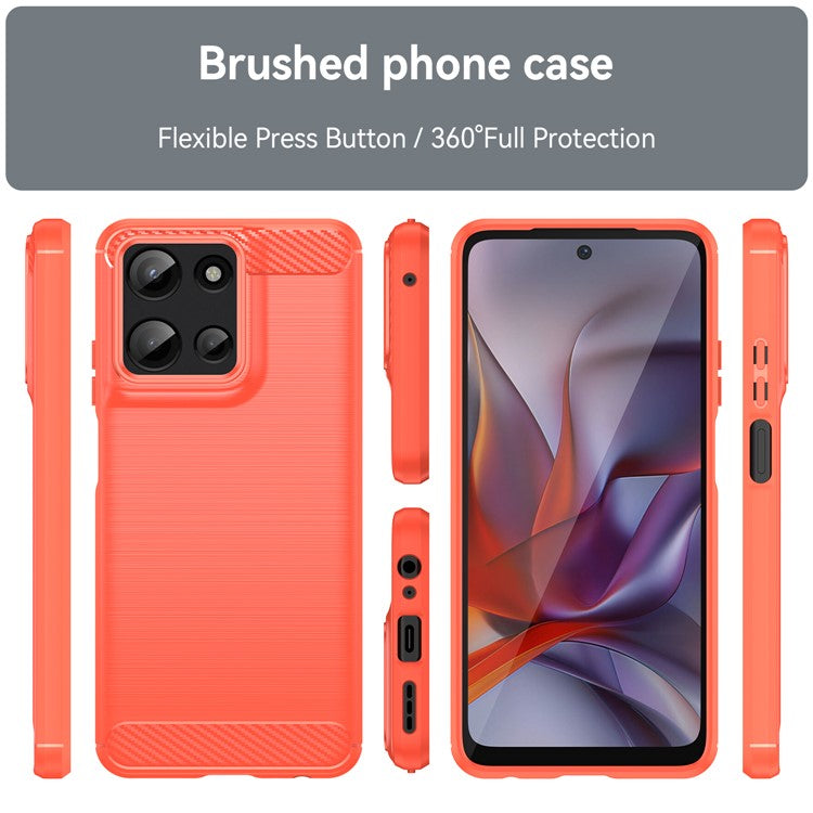 For Motorola Moto G Play (2025) 4G / G 5G (2025) Case Carbon Fiber Texture Brushed Phone Back Cover - Red