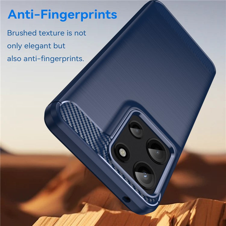 For Motorola Moto G Play (2025) 4G / G 5G (2025) Case Carbon Fiber Texture Brushed Phone Back Cover - Blue