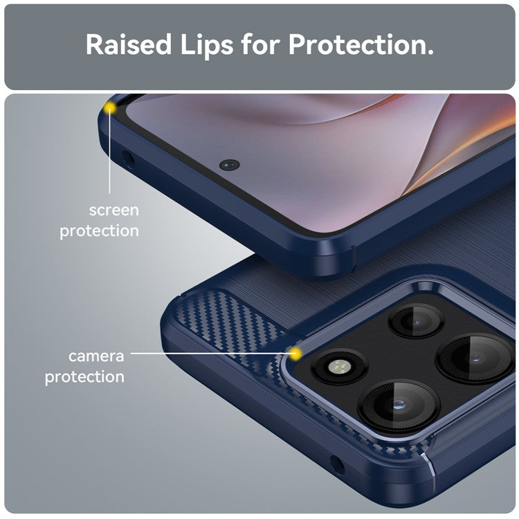 For Motorola Moto G Play (2025) 4G / G 5G (2025) Case Carbon Fiber Texture Brushed Phone Back Cover - Blue