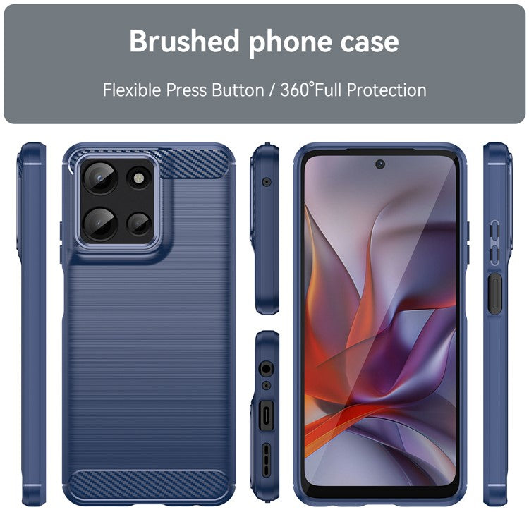 For Motorola Moto G Play (2025) 4G / G 5G (2025) Case Carbon Fiber Texture Brushed Phone Back Cover - Blue