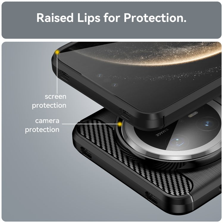 For Huawei Mate 70 Pro / 70 Pro+ Case Carbon Fiber Texture Brushed Phone Back Cover - Black