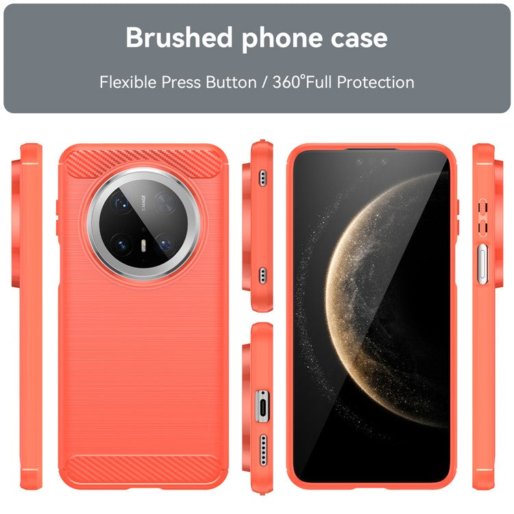 For Huawei Mate 70 Pro / 70 Pro+ Case Carbon Fiber Texture Brushed Phone Back Cover - Red