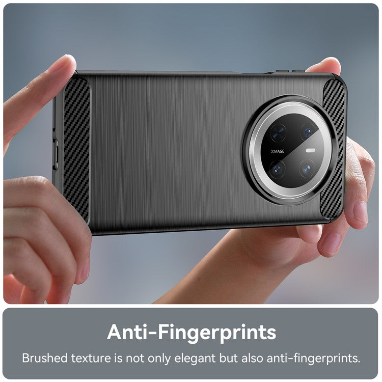 For Huawei Mate 70 Case Carbon Fiber Texture Brushed Phone Back Cover - Black