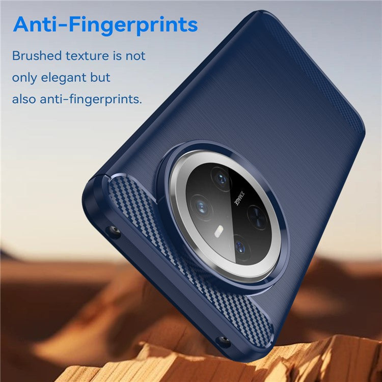 For Huawei Mate 70 Case Carbon Fiber Texture Brushed Phone Back Cover - Blue