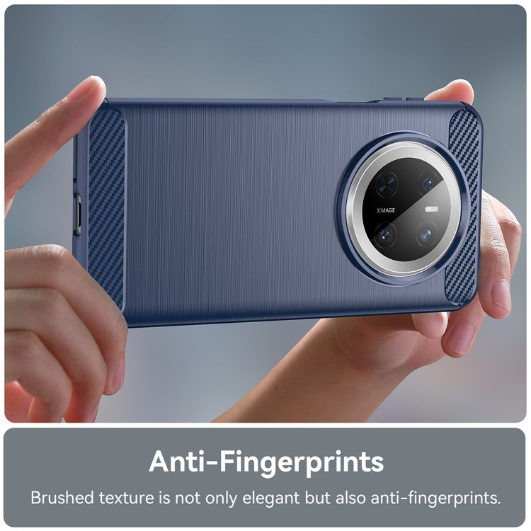 For Huawei Mate 70 Case Carbon Fiber Texture Brushed Phone Back Cover - Blue