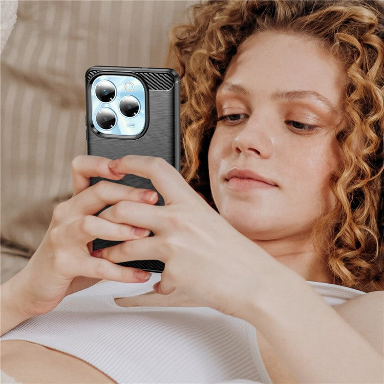 For Infinix Note 40X 5G Case Carbon Fiber Texture Brushed Phone Back Cover - Black