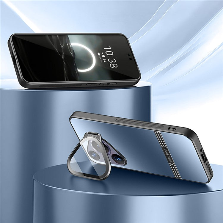For Huawei Pura 70 Case Kickstand PC + TPU Matte Phone Cover with Lens Film - Blue