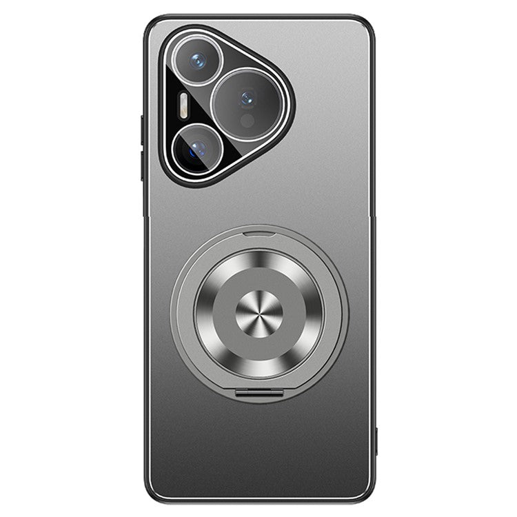 For Huawei Pura 70 Case PC + TPU Matte Kickstand Back Phone Cover with Lens Film - Grey