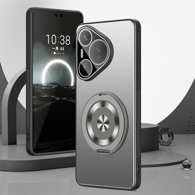 For Huawei Pura 70 Case PC + TPU Matte Kickstand Back Phone Cover with Lens Film - Grey