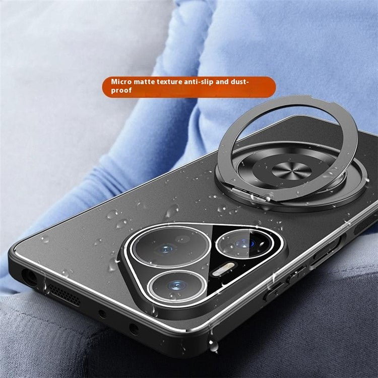 For Huawei Pura 70 Case PC + TPU Matte Kickstand Back Phone Cover with Lens Film - Grey