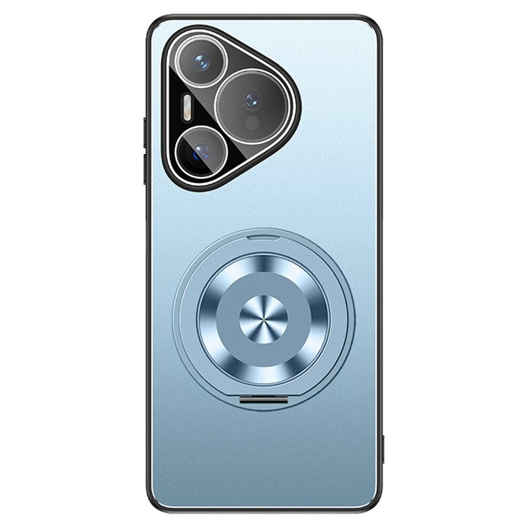 For Huawei Pura 70 Case PC + TPU Matte Kickstand Back Phone Cover with Lens Film - Blue