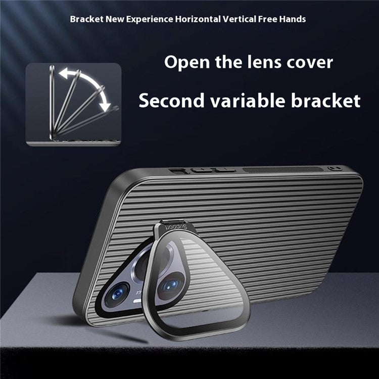 For Huawei Pura 70 Magnetic Case Metal Lens Frame Kickstand PC + TPU Phone Cover with Lens Film - Silver