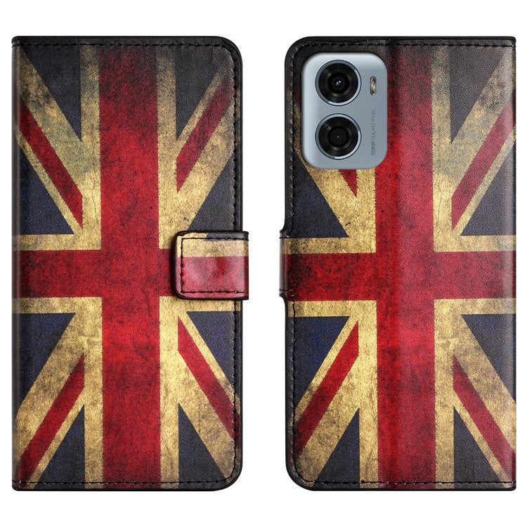 For Motorola Moto E15 4G / G05 4G Case Pattern Print PU Leather Wallet Phone Cover - Union Jack