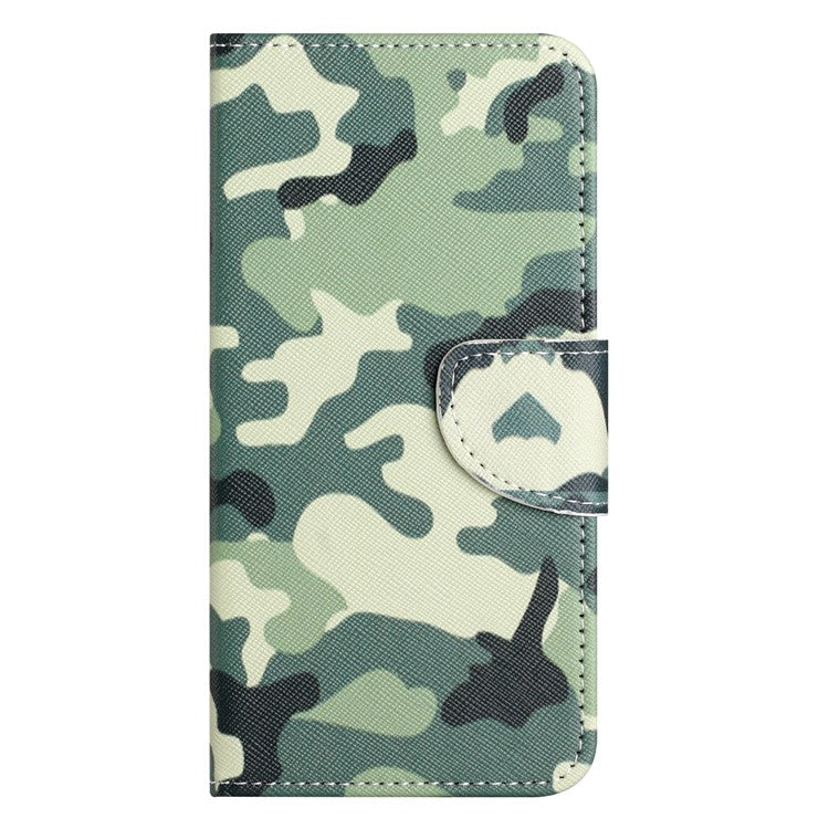 For Motorola Moto E15 4G / G05 4G Leather Case Pattern Printing Cross Texture Phone Cover - Camouflage