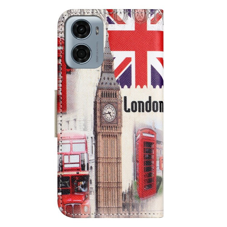 For Motorola Moto E15 4G / G05 4G Leather Case Pattern Printing Cross Texture Phone Cover - London Big Ben