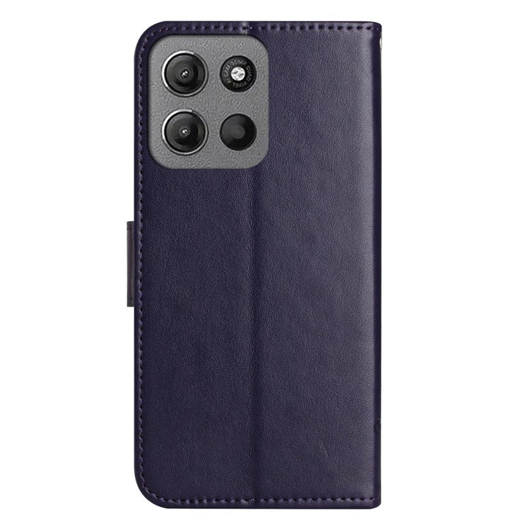 For Motorola Moto G15 4G / G15 Power 4G Case Wallet Stand Imprinted Butterfly Flower PU Leather Phone Cover - Dark Blue