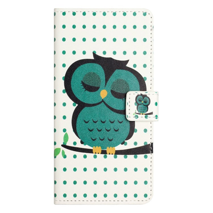 For Motorola Moto G15 4G / G15 Power 4G Case Pattern Print PU Leather Wallet Phone Cover - Dots Owl