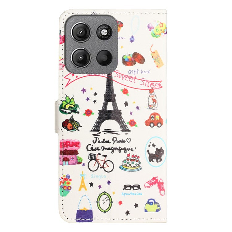 For Motorola Moto G15 4G / G15 Power 4G Case Pattern Print PU Leather Wallet Phone Cover - Eiffel Tower