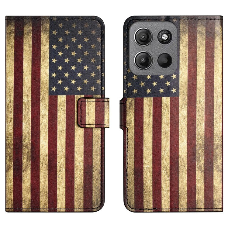 For Motorola Moto G15 4G / G15 Power 4G Case Pattern Print PU Leather Wallet Phone Cover - The American Flag