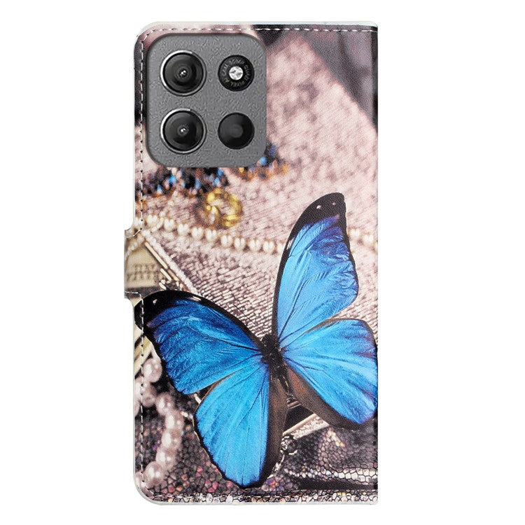 For Motorola Moto G15 4G / G15 Power 4G Case Pattern Print PU Leather Wallet Phone Cover - Blue Butterfly