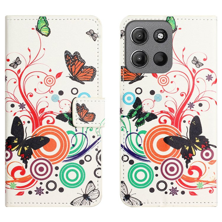 For Motorola Moto G15 4G / G15 Power 4G Case Pattern Print PU Leather Wallet Phone Cover - White Butterfly