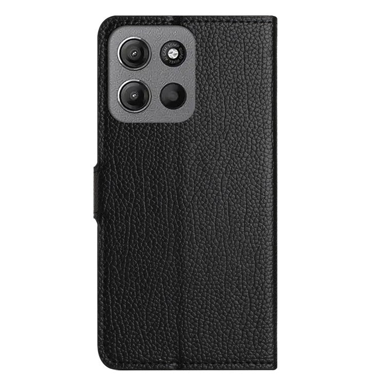 For Motorola Moto G15 4G / G15 Power 4G Case PU Leather Wallet Phone Cover Litchi Texture, Black
