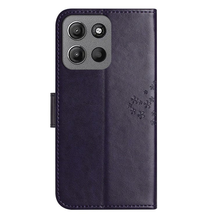 For Motorola Moto G15 4G / G15 Power 4G Case PU Leather Owl Tree Imprinted Wallet Phone Cover - Dark Blue