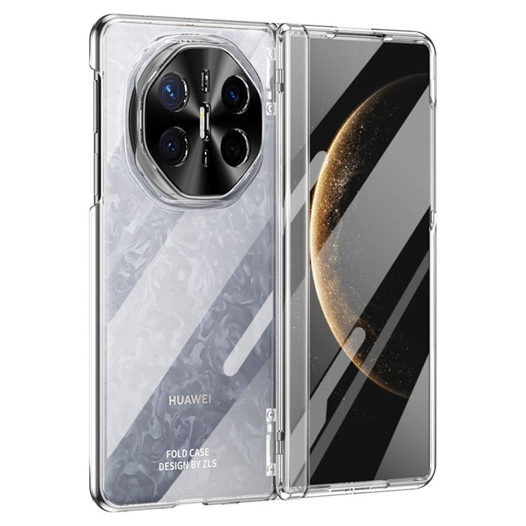 For Huawei Mate X6 Phone Case Hard PC Shockproof Cover with Front Screen Film - Transparent