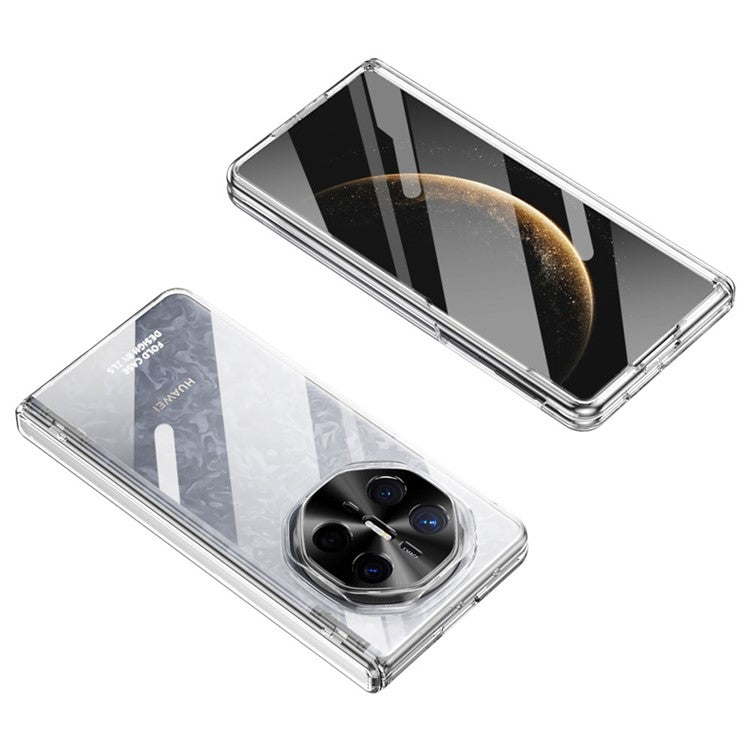 For Huawei Mate X6 Phone Case Hard PC Shockproof Cover with Front Screen Film - Transparent