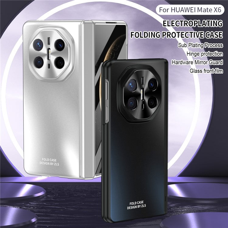For Huawei Mate X6 Phone Case Hard PC Shockproof Cover with Front Screen Film - Transparent